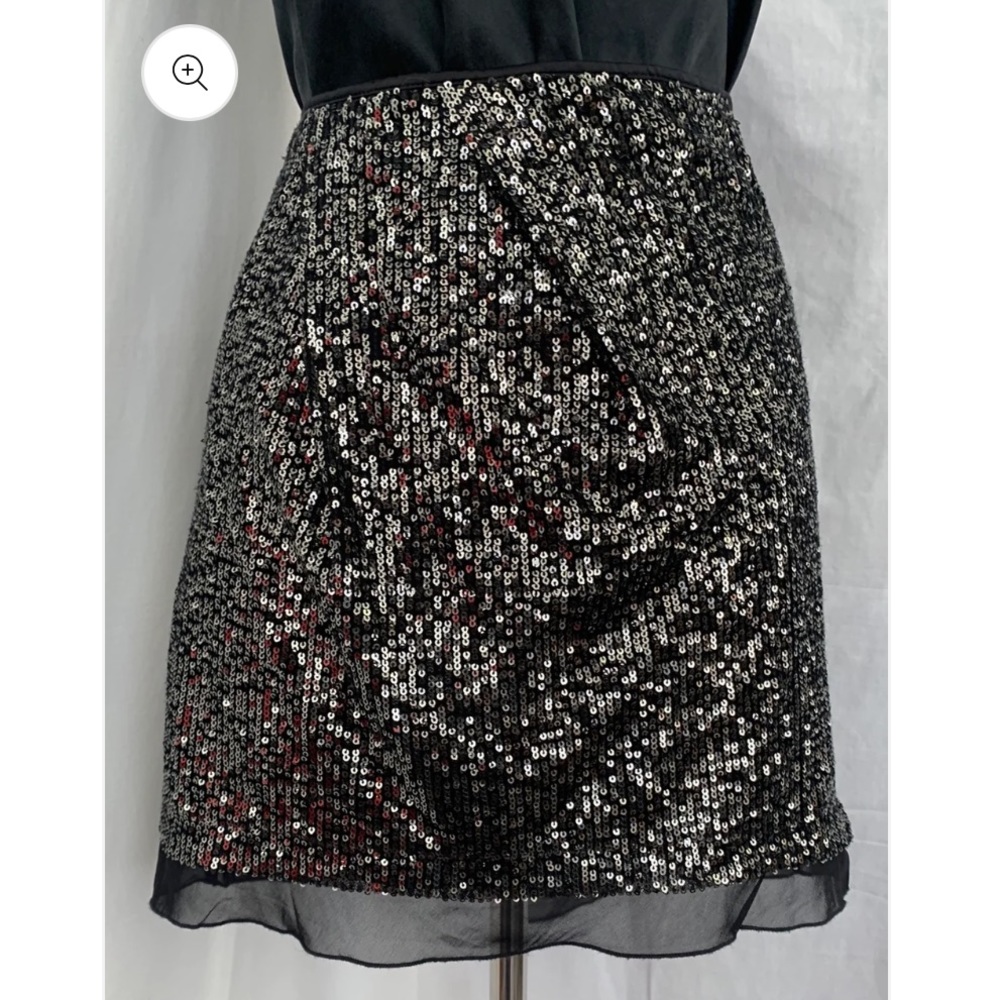 JLo Jennifer Lopez gunmetal black sequin mini skirt Sz 4 NWT
